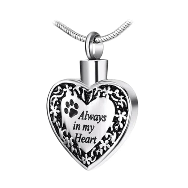 Heart with Paw Print Cremation Necklace