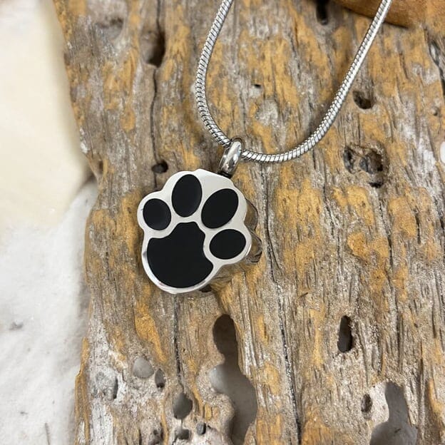 Black Paw Cremation Necklace