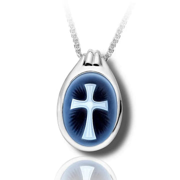 Cross Cameo Cremation Jewelry