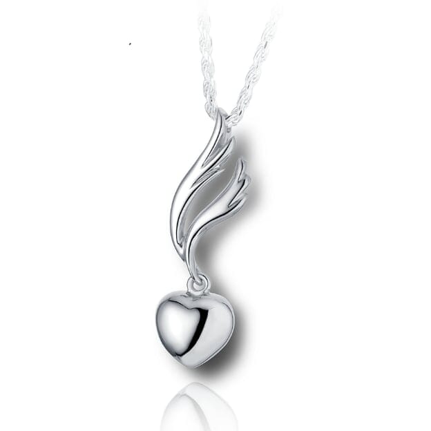 Angel Wing with Heart Cremation Necklace