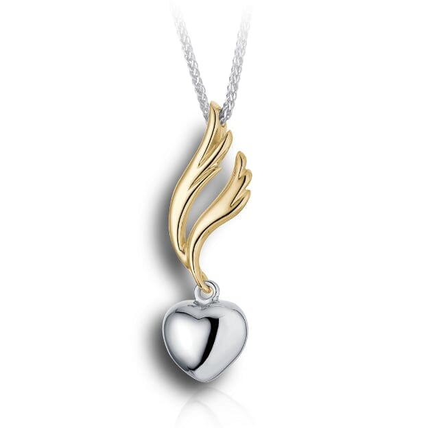 Angel Wing with Heart Cremation Necklace