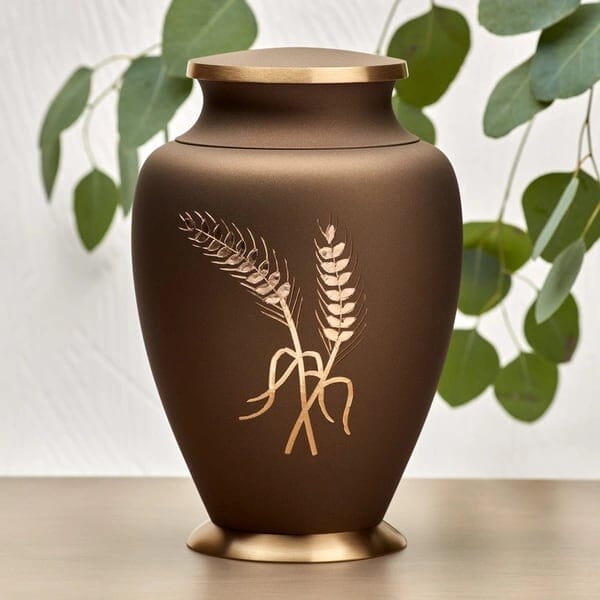 Aria Wheat Solid Brass Urn