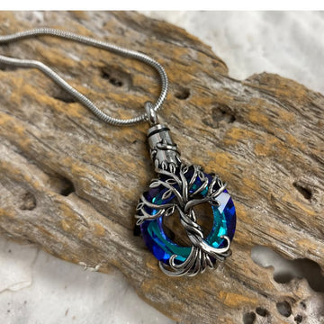 Cut Glass with Tree of Life Cremation pendant