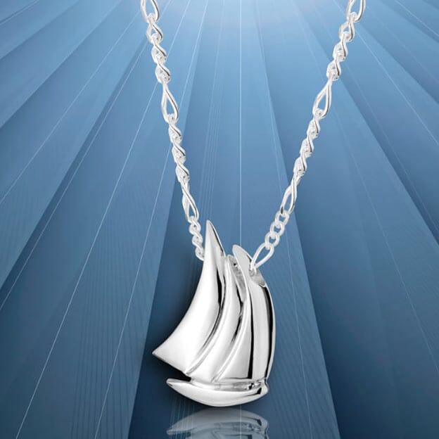 Sail Boat Cremation Necklace, 18