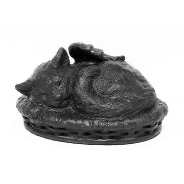 Custom Cat Urn With Sleeping Cat Figurine Cover Brass Finish 
